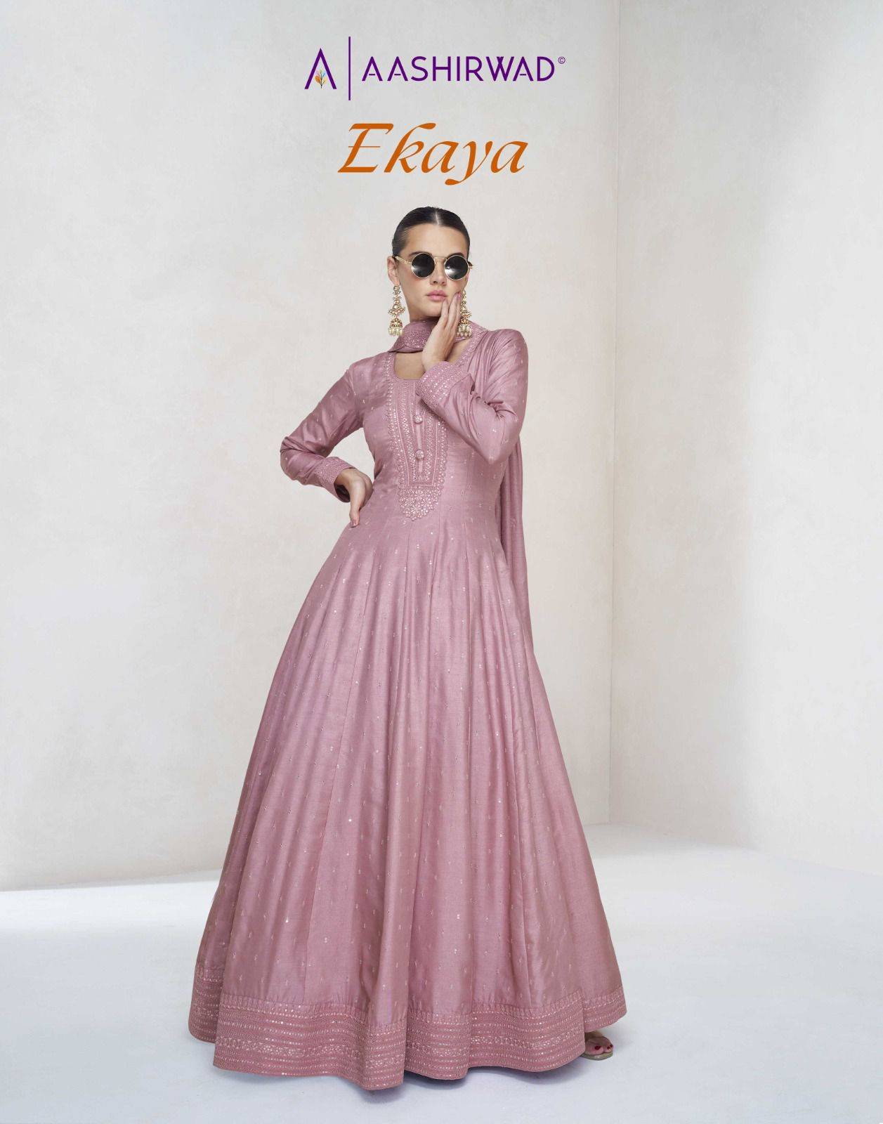 Ekaya By Aashirwad Creation 10011 To 10015 Series Designer Stylish Fancy Colorful Beautiful Party Wear & Ethnic Wear Collection Premium Silk Gowns With Bottom At Wholesale Price