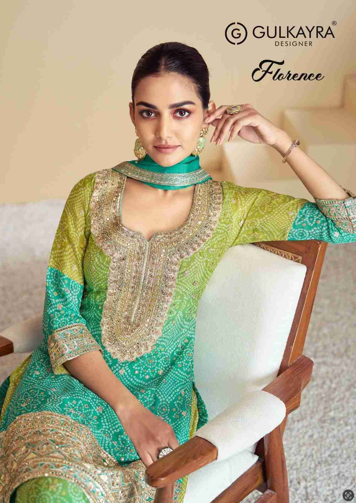 Florence By Gulkayra Designer 7483 To 7485 Series Beautiful Sharara Suits Colorful Stylish Fancy Casual Wear & Ethnic Wear Chinnon Dresses At Wholesale Price