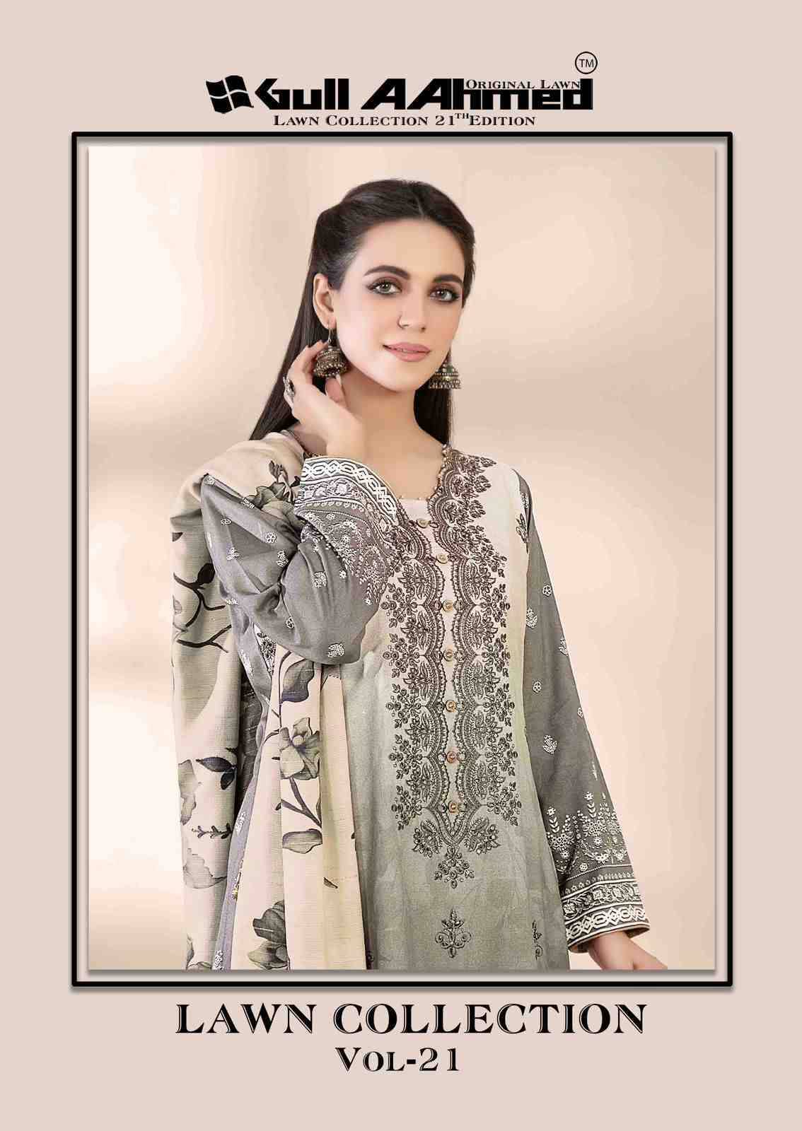 Gull Aahmed Lawn Collection Vol-21 By Gull Aahmed 185 To 190 Series Beautiful Festive Suits Stylish Fancy Colorful Casual Wear & Ethnic Wear Pure Lawn Dresses At Wholesale Price