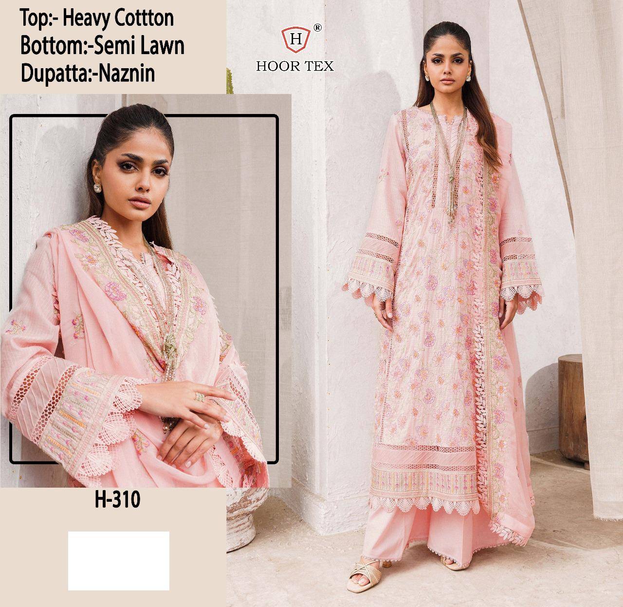 Hoor Tex Hit Design H-310 By Hoor Tex Designer Festive Pakistani Suits Collection Beautiful Stylish Fancy Colorful Party Wear & Occasional Wear Cotton Embroidered Dresses At Wholesale Price