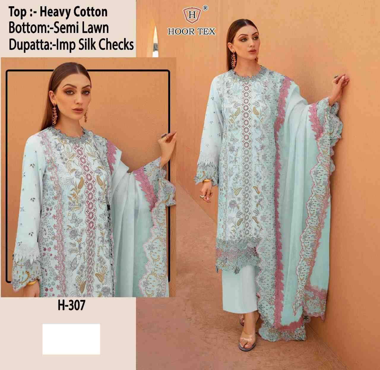 Hoor Tex Hit Design H-307 By Hoor Tex Designer Festive Pakistani Suits Collection Beautiful Stylish Fancy Colorful Party Wear & Occasional Wear Cotton Embroidered Dresses At Wholesale Price