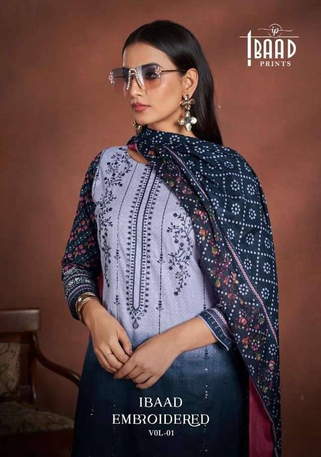 Ibaad Embroidered Vol-1 By Ibaad Prints 1001 To 1004 Series Beautiful Festive Suits Stylish Fancy Colorful Casual Wear & Ethnic Wear Pure Lawn Print Dresses At Wholesale Price