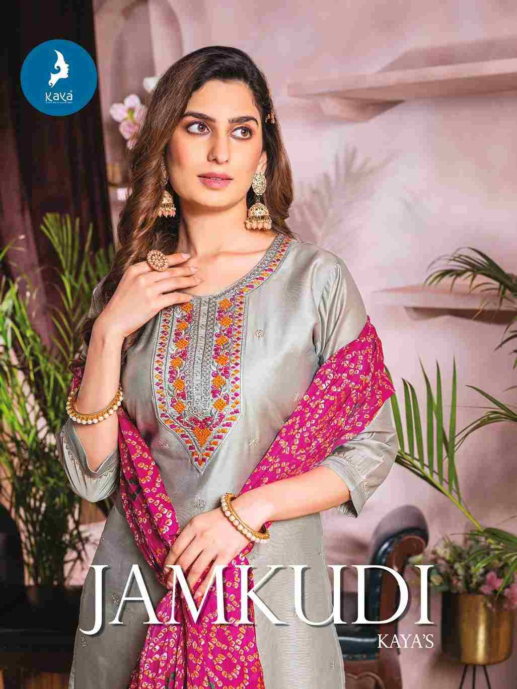 Jamkudi By Kaya 001 To 008 Series Beautiful Festive Suits Colorful Stylish Fancy Casual Wear & Ethnic Wear Chanderi Silk Print Dresses At Wholesale Price