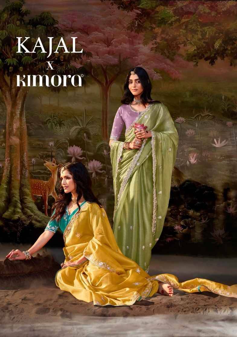 Kajal Vol-15 By Kimora Fashion 5341 To 5355 Series Indian Traditional Wear Collection Beautiful Stylish Fancy Colorful Party Wear & Occasional Wear Organza Chiffon Sarees At Wholesale Price