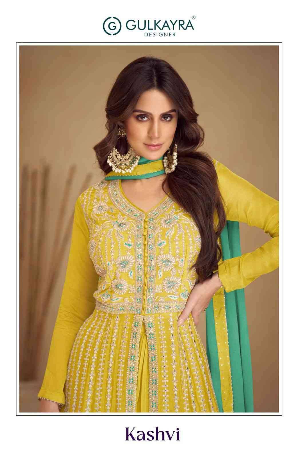 Kashvi By Gulkayra Designer 7461-A To 7461-C Series Beautiful Festive Suits Colorful Stylish Fancy Casual Wear & Ethnic Wear Chinnon Dresses At Wholesale Price