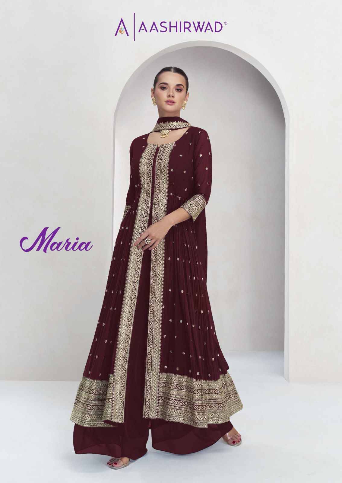 Maria By Aashirwad Creation 10023 To 10026 Series Beautiful Festive Suits Colorful Stylish Fancy Casual Wear & Ethnic Wear Georgette Dresses At Wholesale Price