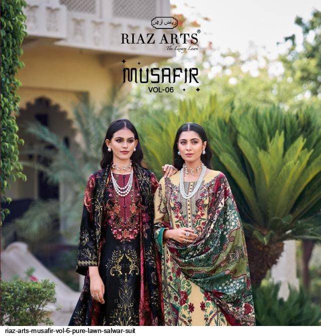 Musafir Vol-6 By Riaz Arts 6001 To 6009 Series Wholesale Designer Pakistani Suits Collection Beautiful Stylish Fancy Colorful Party Wear & Occasional Wear Pure Lawn Print With Embroidered Dresses At Wholesale Price