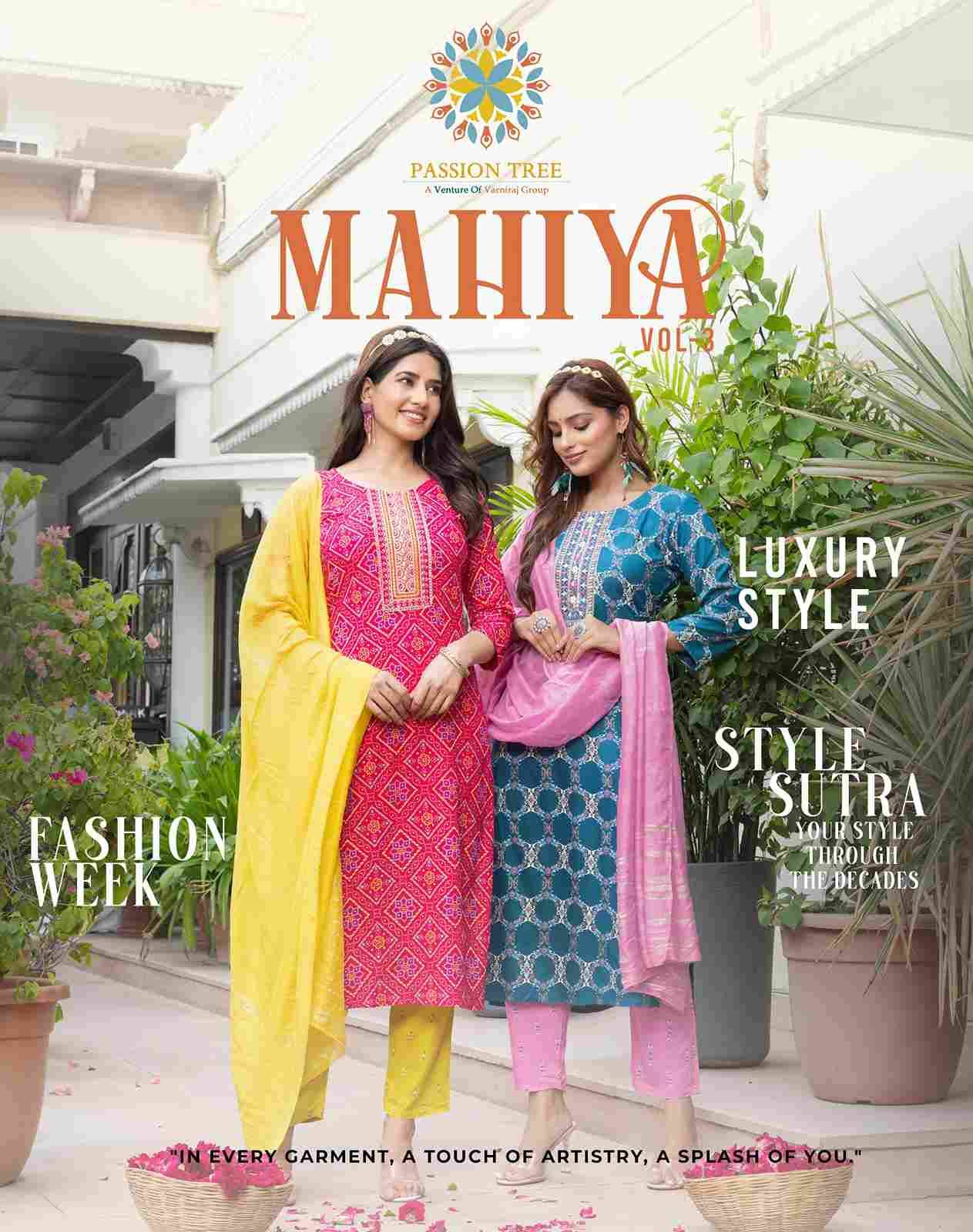 Mahiya Vol-3 By Passion Tree 3001 To 3008 Series Designer Festive Suits Collection Beautiful Stylish Fancy Colorful Party Wear & Occasional Wear Heavy Rayon Print Dresses At Wholesale Price