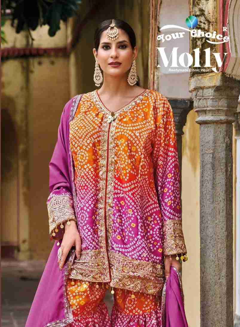 Molly By Your Choice 2001 To 2002 Series Sharara Suits Beautiful Fancy Colorful Stylish Party Wear & Occasional Wear Pure Chinnon Dresses At Wholesale Price