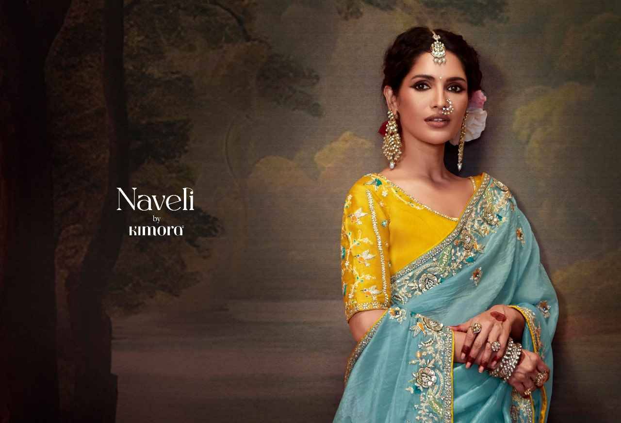 Naveli By Kimora Fashion 5361 To 5371 Series Indian Traditional Wear Collection Beautiful Stylish Fancy Colorful Party Wear & Occasional Wear Organza Chiffon Sarees At Wholesale Price