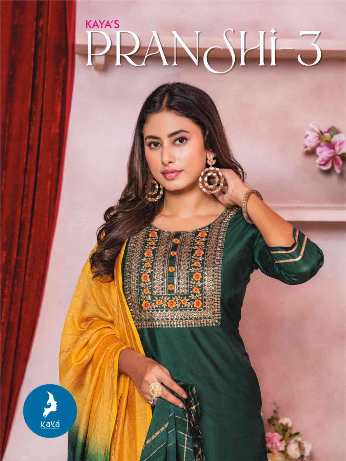 Pranshi Vol-3 By Kaya 301 To 308 Series Beautiful Suits Colorful Stylish Fancy Casual Wear & Ethnic Wear Chanderi Silk Dresses At Wholesale Price