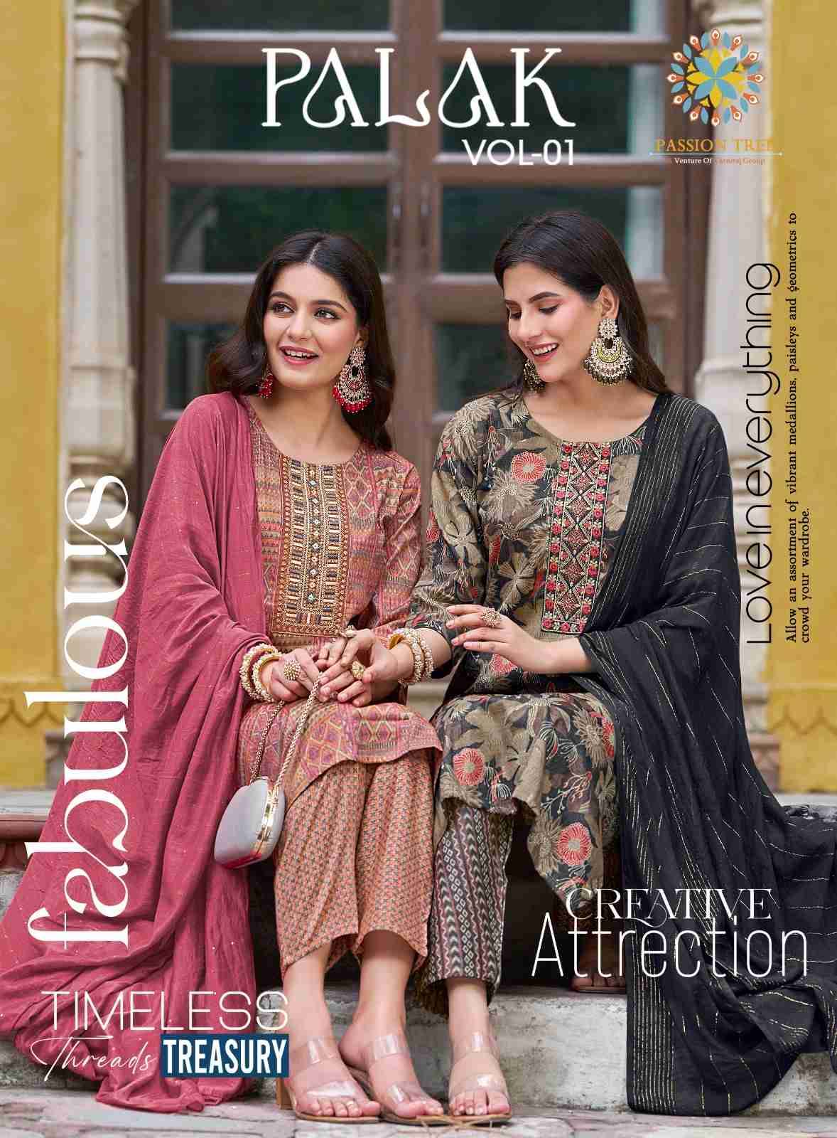 Palak Vol-1 By Passion Tree 1001 To 1010 Series Beautiful Suits Colorful Stylish Fancy Casual Wear & Ethnic Wear Capsule Print Dresses At Wholesale Price