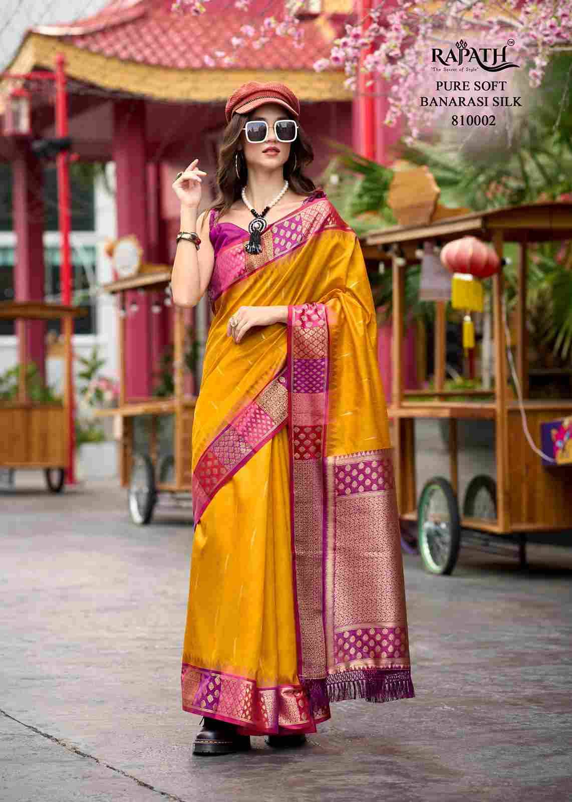 Rangoli Art By Rajpath 810001 To 810006 Series Indian Traditional Wear Collection Beautiful Stylish Fancy Colorful Party Wear & Occasional Wear Banarasi Silk Sarees At Wholesale Price