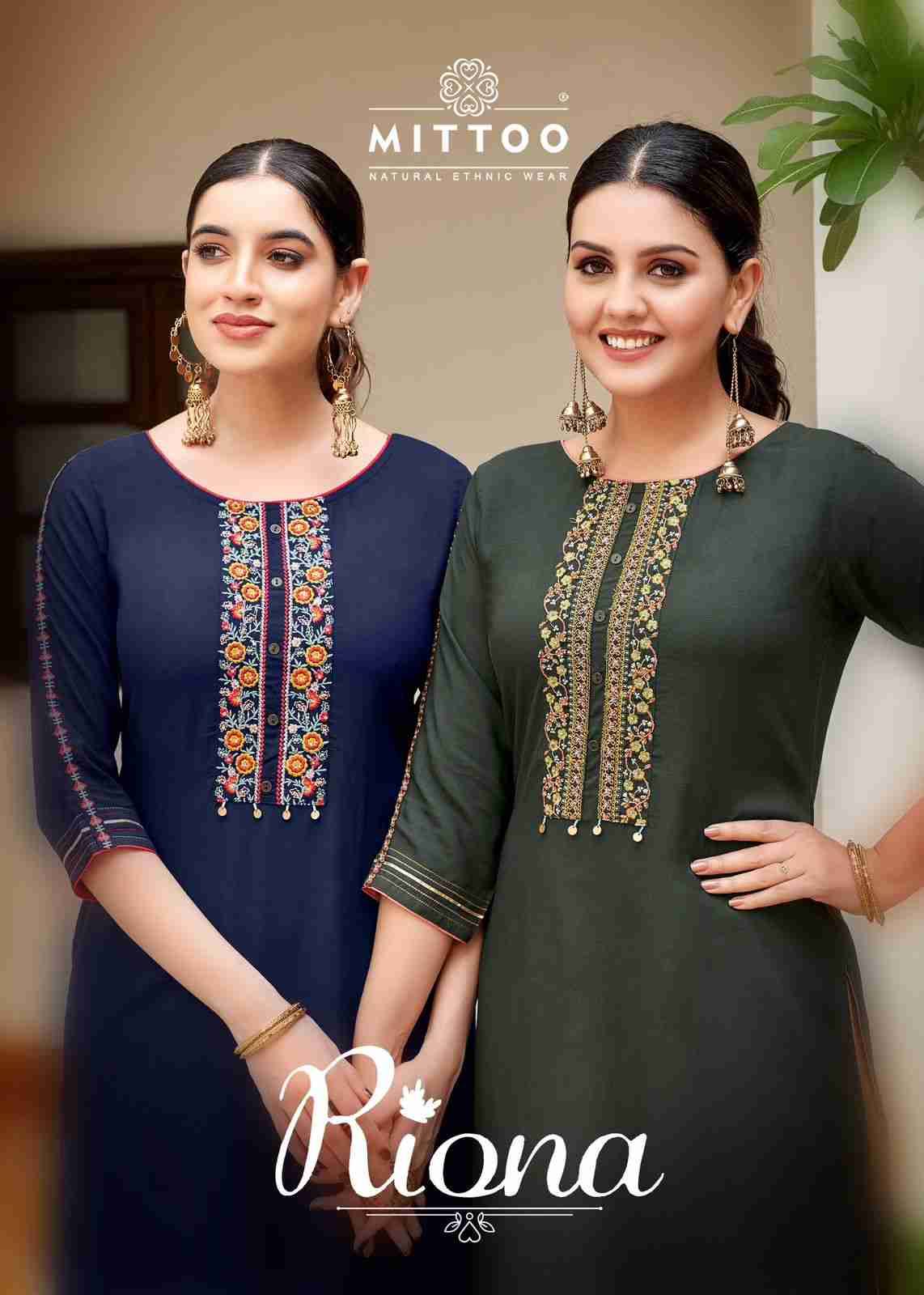 Riona By Mittoo 1001 To 1006 Series Designer Stylish Fancy Colorful Beautiful Party Wear & Ethnic Wear Collection Heavy Rayon Kurtis At Wholesale Price