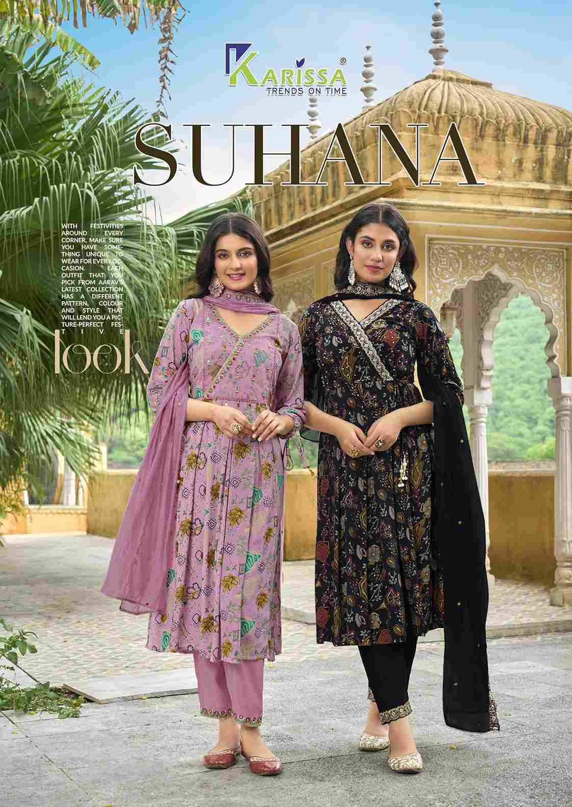 Suhana By Karissa 1001 To 1004 Series Beautiful Suits Colorful Stylish Fancy Casual Wear & Ethnic Wear Pure Viscose Silk Print Dresses At Wholesale Price