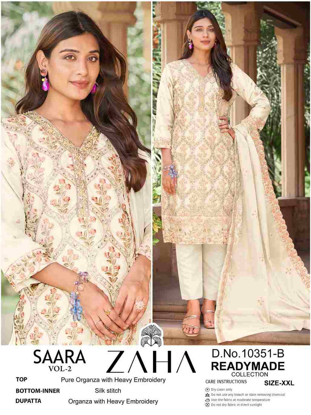 Saara Vol-2 By Zaha 10351-A To 10351-D Series Beautiful Pakistani Suits Colorful Stylish Fancy Casual Wear & Ethnic Wear Organza Dresses At Wholesale Price