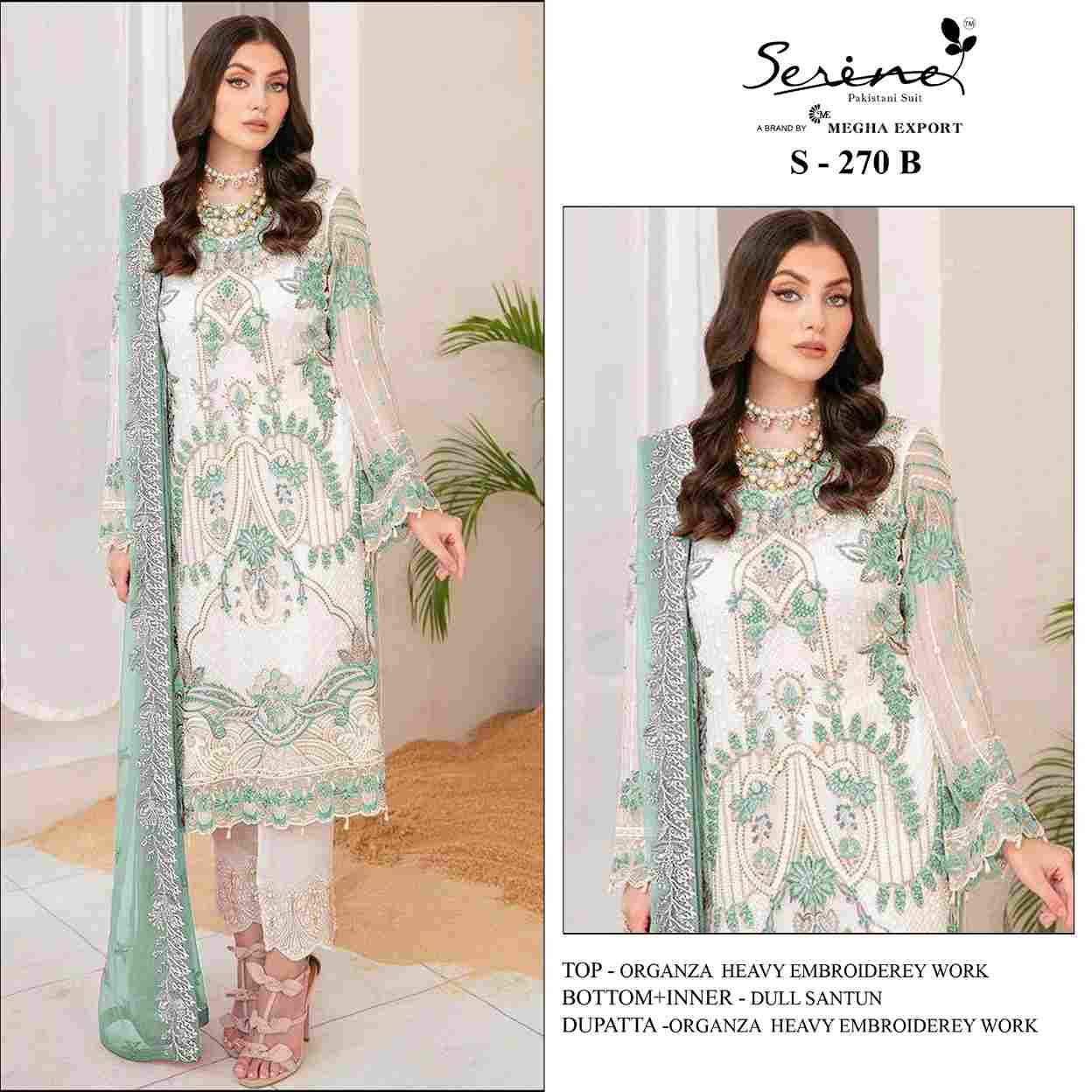 Serene Hit Design S-270 Colours By Serene S-270-A To S-270-D Series Beautiful Pakistani Suits Colorful Stylish Fancy Casual Wear & Ethnic Wear Organza Dresses At Wholesale Price