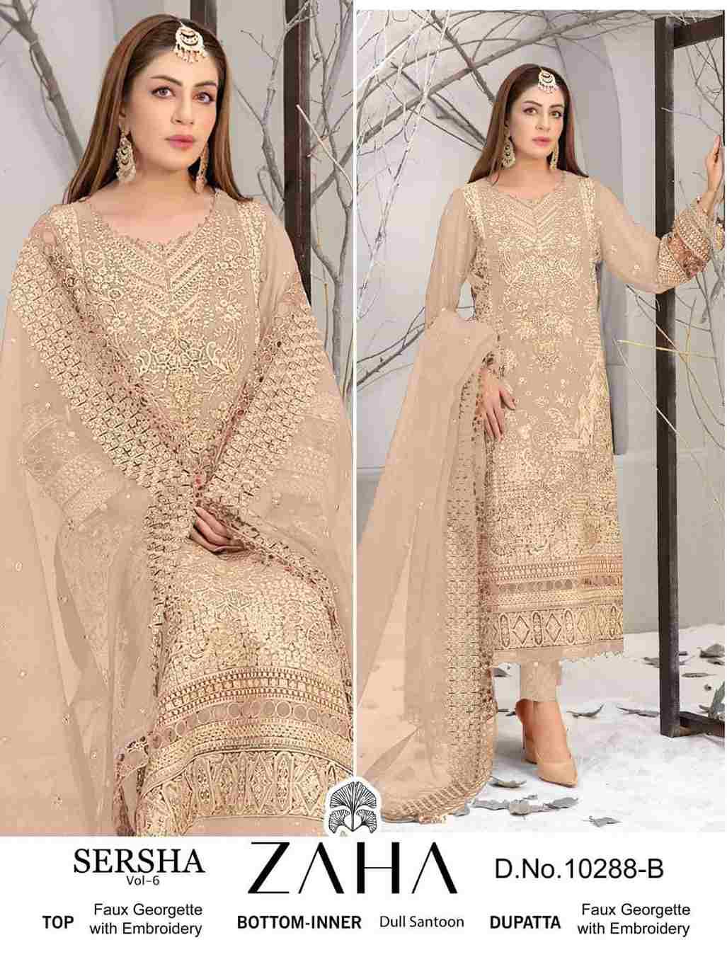 Sersha Vol-6 By Zaha 10288-A To 10288-C Series Beautiful Pakistani Suits Stylish Fancy Colorful Party Wear & Occasional Wear Faux Georgette Embroidered Dresses At Wholesale Price