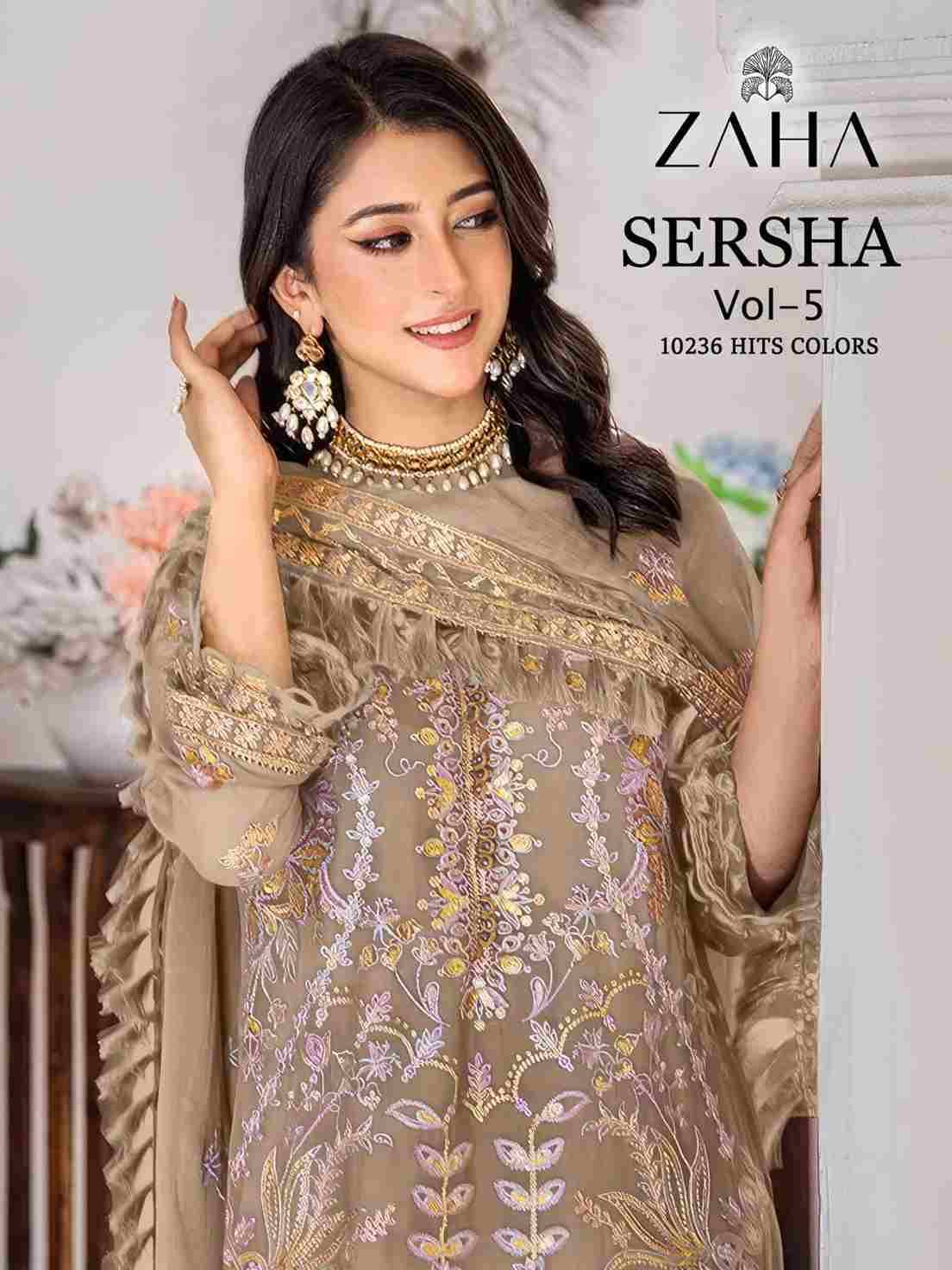 Sersha Vol-5 By Zaha 10236-A To 10236-D Series Beautiful Pakistani Suits Stylish Fancy Colorful Party Wear & Occasional Wear Organza Embroidered Dresses At Wholesale Price