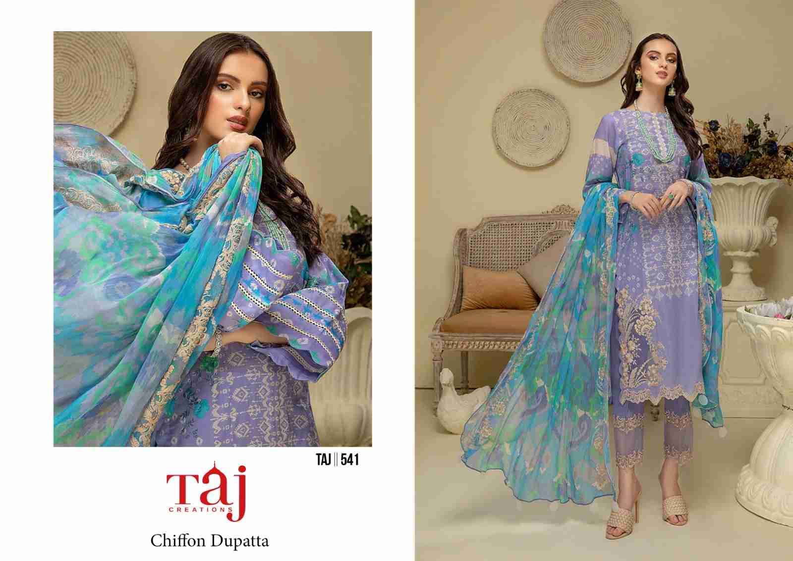 Taj Hit Design 541 By Taj Creation Beautiful Pakistani Suits Colorful Stylish Fancy Casual Wear & Ethnic Wear Pure Cotton Print With Embroidered Dresses At Wholesale Price