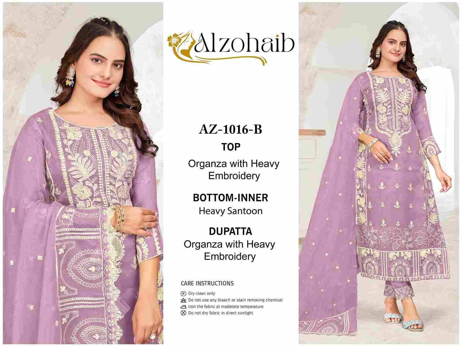 Alzohaib-1016 Colours By Alzohaib 1016-A To 1016-D Series Wholesale Designer Pakistani Suits Collection Beautiful Stylish Fancy Colorful Party Wear & Occasional Wear Organza Dresses At Wholesale Price