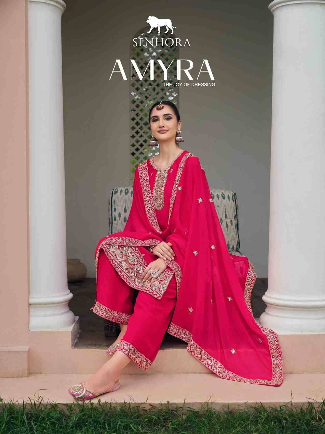 Amyra By Senhora Dresses 3021 To 3024 Series Beautiful Sharara Suits Colorful Stylish Fancy Casual Wear & Ethnic Wear Georgette Dresses At Wholesale Price