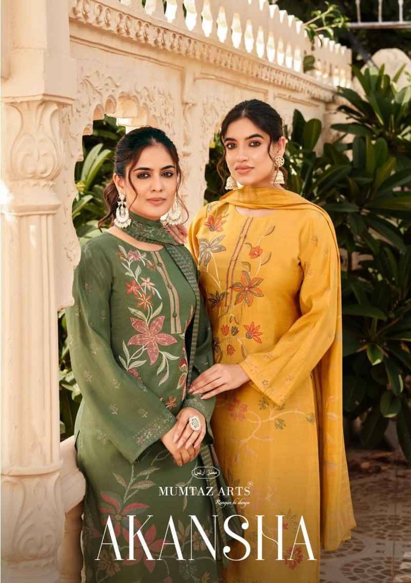 Akansha By Mumtaz Arts 3701 To 3706 Series Beautiful Festive Suits Colorful Stylish Fancy Casual Wear & Ethnic Wear Pure Muslin Print Dresses At Wholesale Price