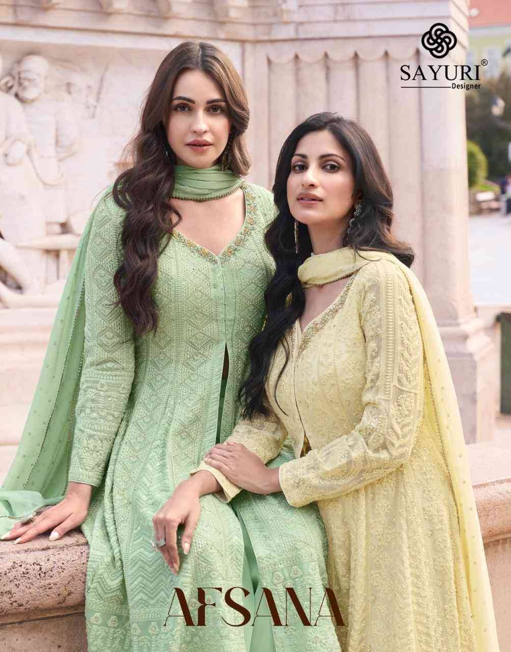 Afsana By Sayuri 5588 To 5590 Series Beautiful Festive Suits Colorful Stylish Fancy Casual Wear & Ethnic Wear Georgette Dresses At Wholesale Price