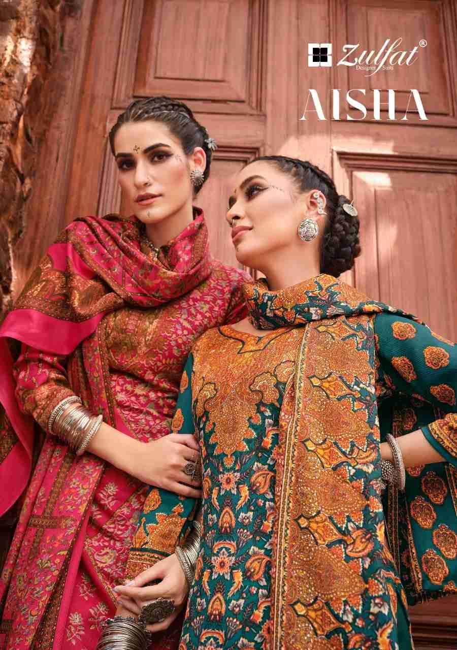 Aisha By Zulfat 465-001 To 465-010 Series Beautiful Festive Suits Colorful Stylish Fancy Casual Wear & Ethnic Wear Pure Pashmina Print With Embroidered Dresses At Wholesale Price