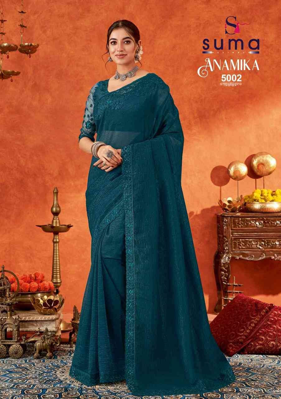 Anamika By Suma 5001 To 5009 Series Indian Traditional Wear Collection Beautiful Stylish Fancy Colorful Party Wear & Occasional Wear Fancy Sarees At Wholesale Price