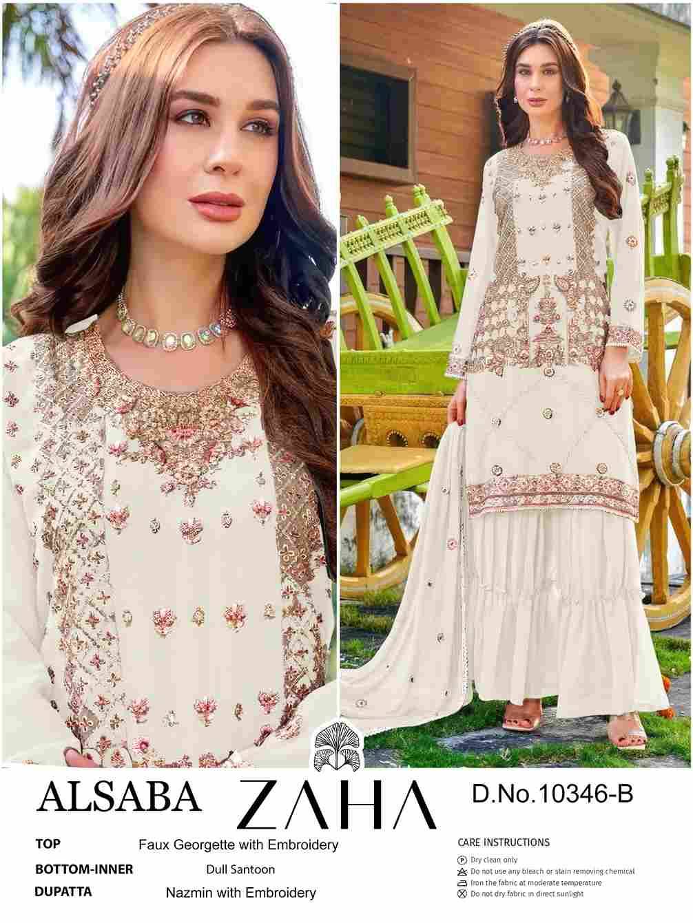 Alsaba By Zaha 10346-A To 10346-D Series Designer Pakistani Suits Beautiful Fancy Stylish Colorful Party Wear & Occasional Wear Faux Georgette With Embroidery Dresses At Wholesale Price