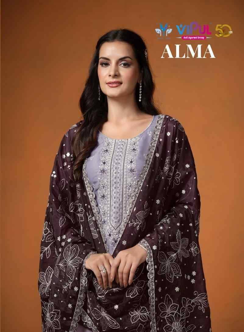 Alma By Vipul Fashion 5931 To 5936 Series Designer Festive Suits Beautiful Fancy Stylish Colorful Party Wear & Occasional Wear Velvet Satin Embroidered Dresses At Wholesale Price