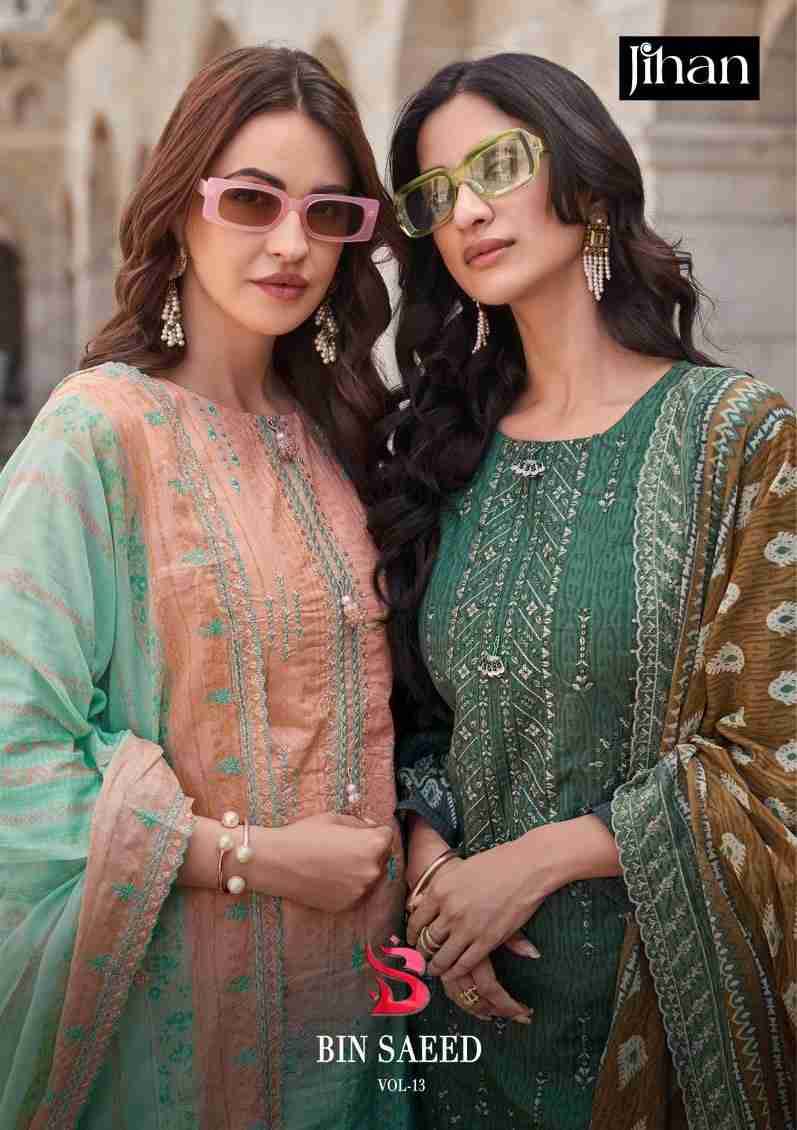 Bin Saeed Vol-13 By Jihan Beautiful Stylish Pakistani Suits Fancy Colorful Casual Wear & Ethnic Wear & Ready To Wear Pure Lawn Print Dresses At Wholesale Price