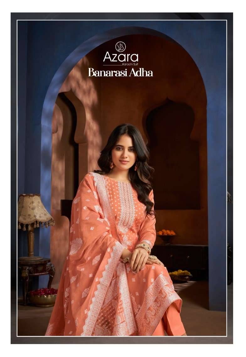 Banarasi Adha By Azara 99001 To 99006 Series Beautiful Festive Suits Stylish Fancy Colorful Casual Wear & Ethnic Wear Cotton Jacquard Dresses At Wholesale Price