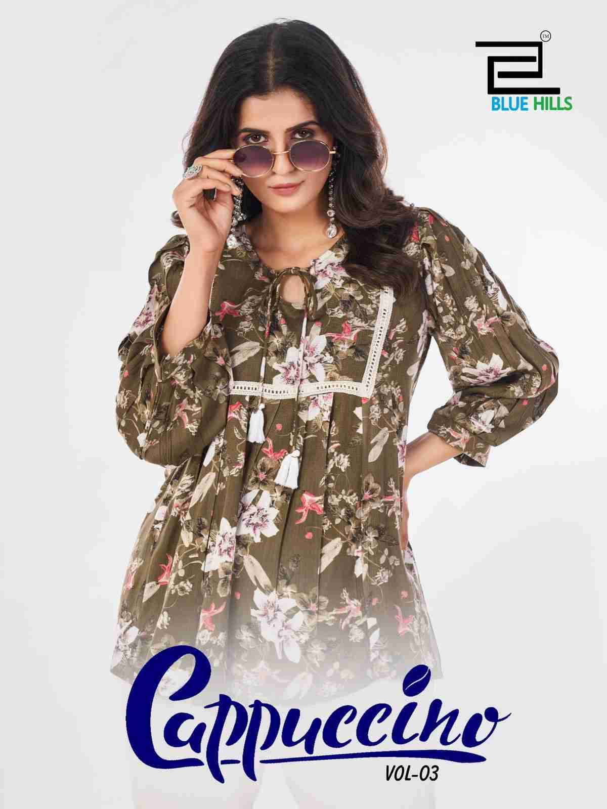 Cappuccino Vol-3 By Blue Hills 3001 To 3004 Series Designer Festive Suits Collection Beautiful Stylish Fancy Colorful Party Wear & Occasional Wear Rayon Print Kurtis At Wholesale Price