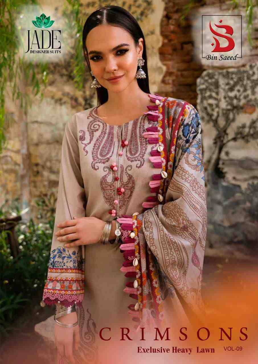 Crimson Vol-9 By Jade 9001 To 9006 Series Beautiful Festive Suits Colorful Stylish Fancy Casual Wear & Ethnic Wear Pure Lawn Cotton Embroidered Dresses At Wholesale Price