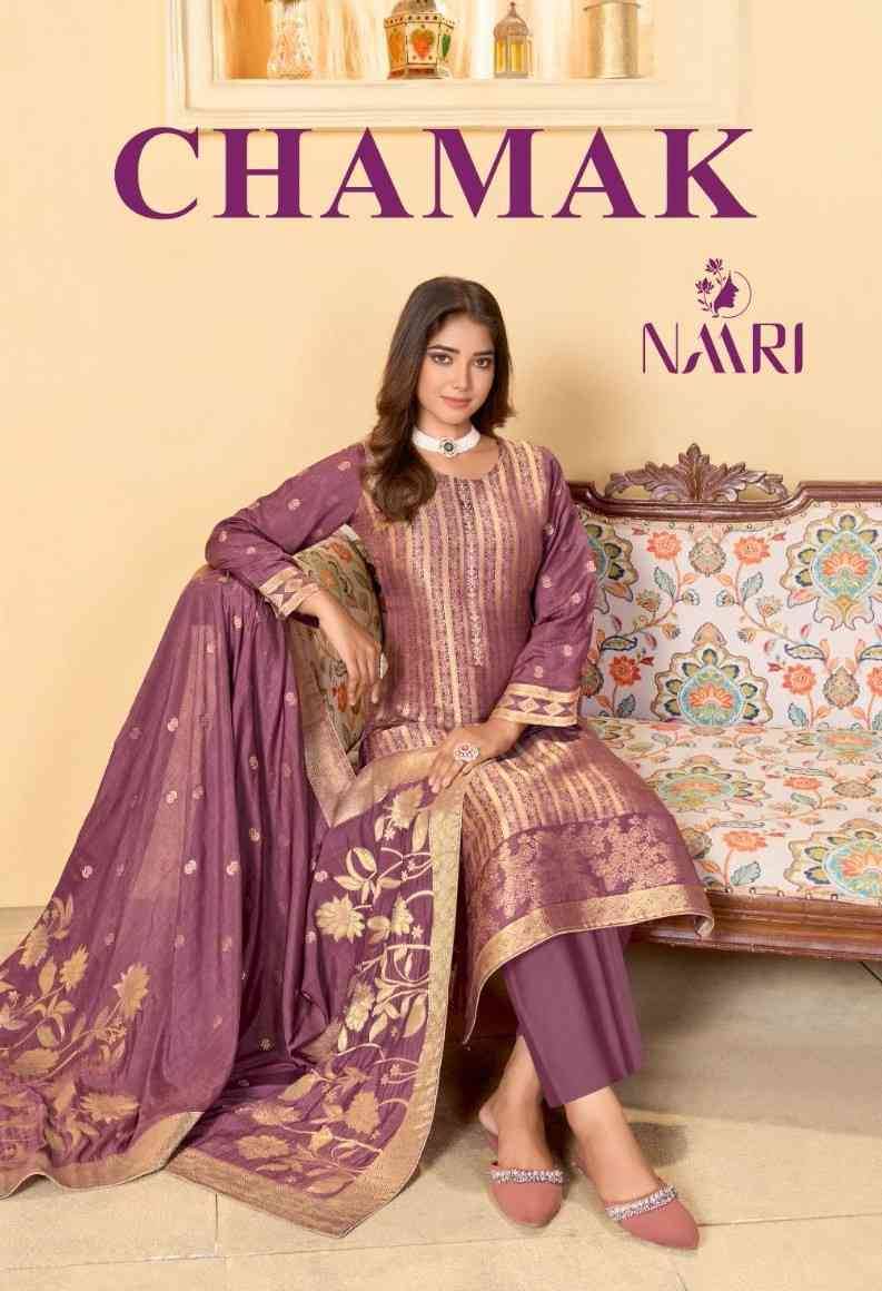 Chamak By Naari 105001 To 105004 Series Beautiful Stylish Festive Suits Fancy Colorful Casual Wear & Ethnic Wear & Ready To Wear Pure Muslin Jacquard Dresses At Wholesale Price