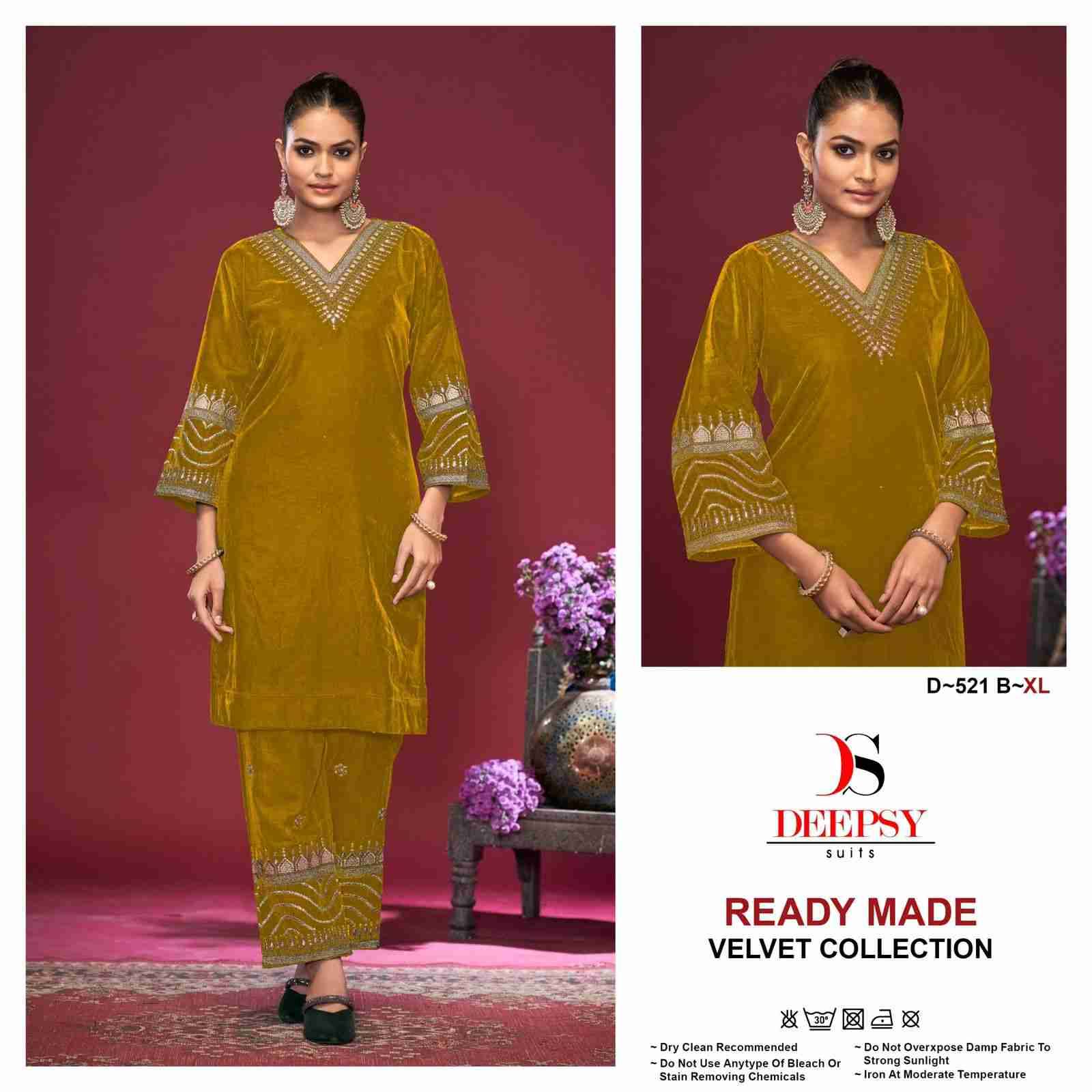 Deepsy Hit Design 521 Colours By Deepsy Suits 521-A To 521-D Series Designer Pakistani Suits Collection Beautiful Stylish Fancy Colorful Party Wear & Occasional Wear Velvet Kurtis With Bottom At Wholesale Price