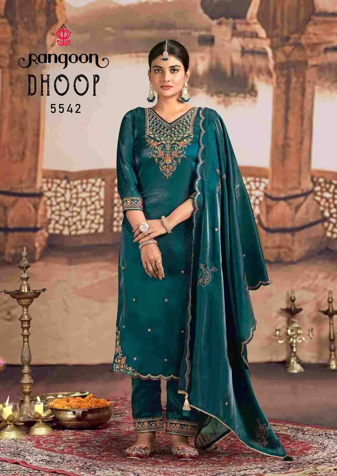 Dhoop By Rangoon 5541 To 5544 Series Beautiful Festive Suits Stylish Fancy Colorful Casual Wear & Ethnic Wear Pure Satin With Work Dresses At Wholesale Price