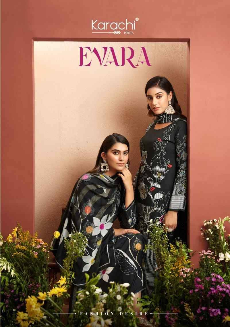 Evara By Karachi Prints 5401 To 5404 Series Beautiful Festive Suits Colorful Stylish Fancy Casual Wear & Ethnic Wear Pure Viscose Muslin Print With Work Dresses At Wholesale Price