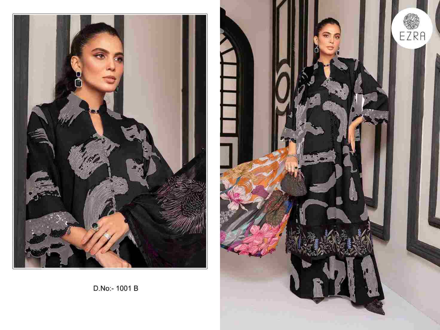 Ezra 1001 Colours By Ezra 1001-A To 1001-B Series Pakistani Suits Beautiful Fancy Colorful Stylish Party Wear & Occasional Wear Pure Cotton Embroidery Dresses At Wholesale Price