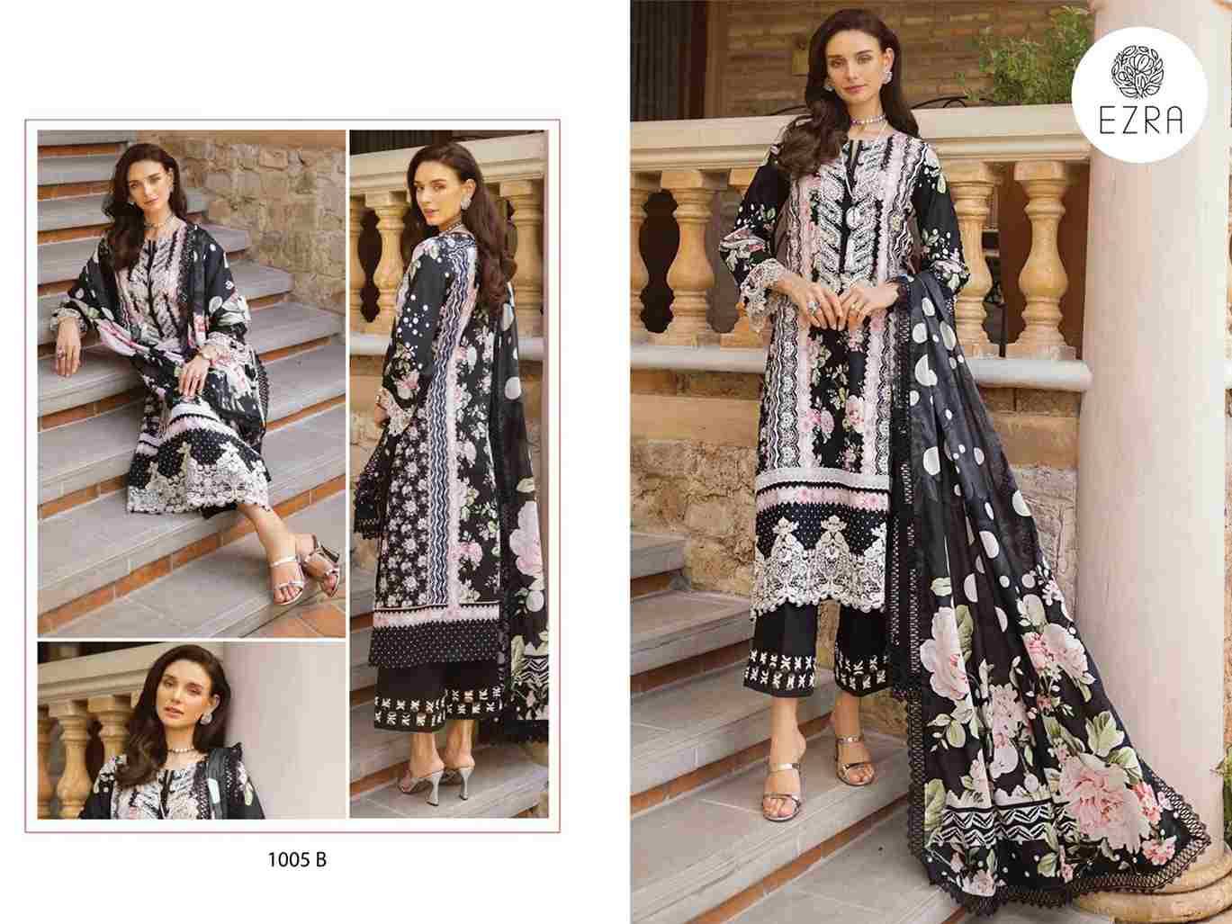 Ezra 1005 Colours By Ezra 1005-A To 1005-B Series Pakistani Suits Beautiful Fancy Colorful Stylish Party Wear & Occasional Wear Pure Cotton Embroidery Dresses At Wholesale Price