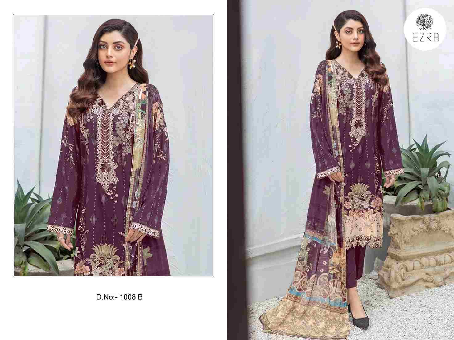 Ezra 1008 Colours By Ezra 1008-A To 1008-B Series Pakistani Suits Beautiful Fancy Colorful Stylish Party Wear & Occasional Wear Pure Cotton Embroidery Dresses At Wholesale Price