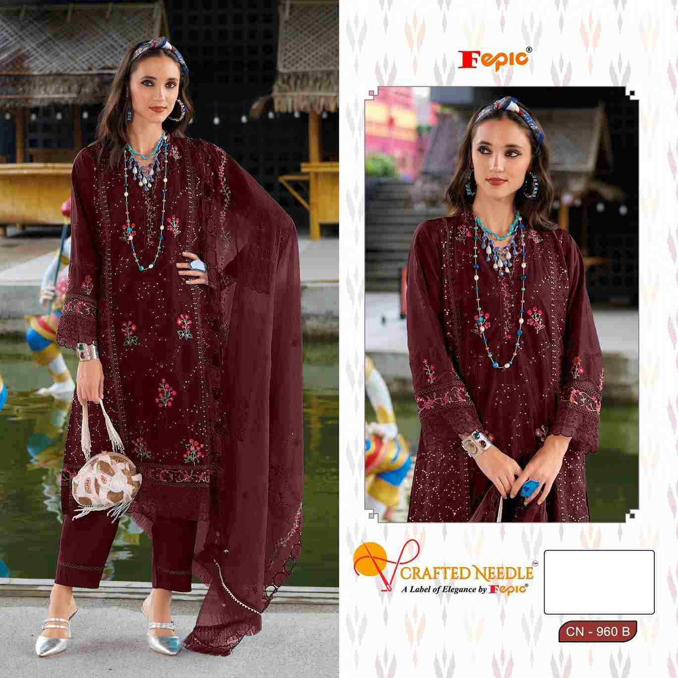 Fepic 960 Colours By Fepic 960-A To 960-C Series Beautiful Pakistani Suits Colorful Stylish Fancy Casual Wear & Ethnic Wear Pure Organza Embroidered Dresses At Wholesale Price