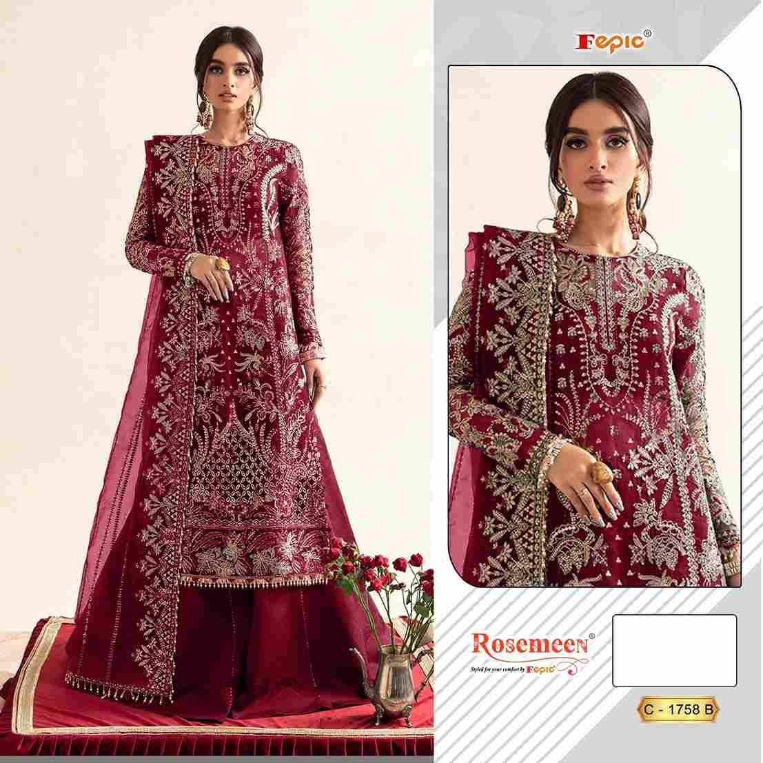 Fepic 1758 Colours By Fepic 1758-A To 1758-C Series Beautiful Pakistani Suits Colorful Stylish Fancy Casual Wear & Ethnic Wear Organza Embroidered Dresses At Wholesale Price