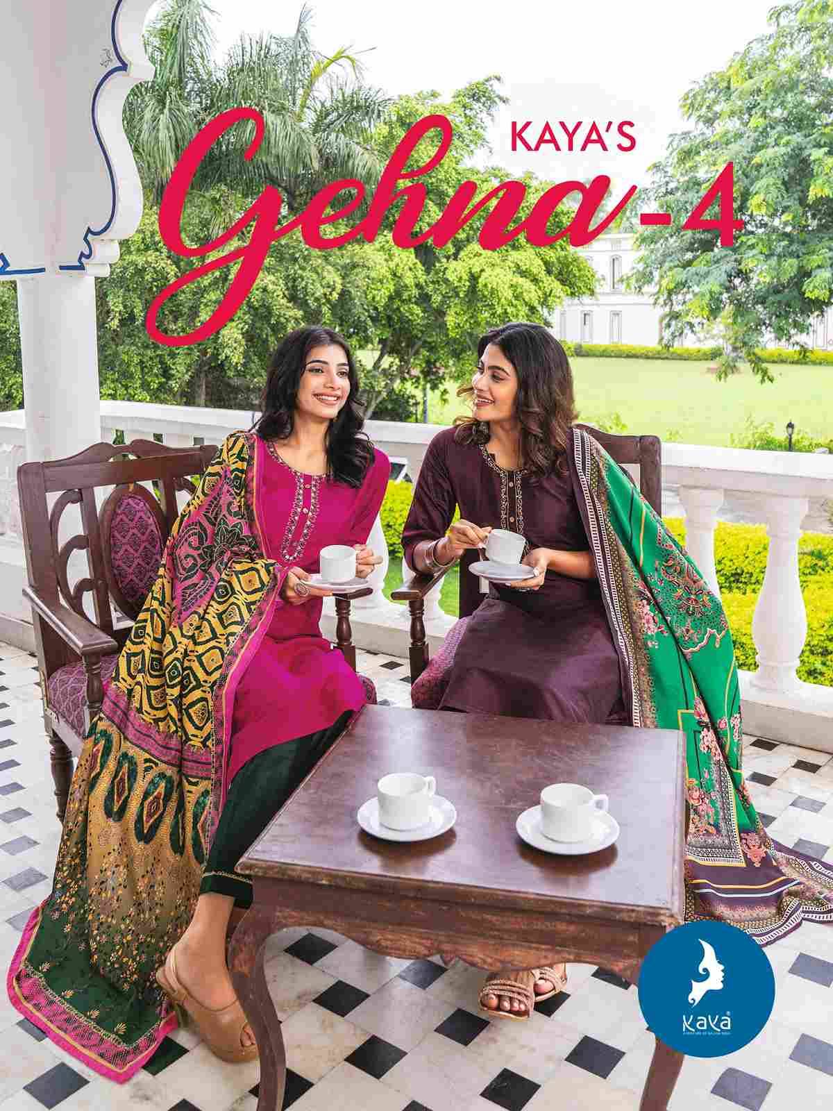 Gehna Vol-4 By Kaya 401 To 408 Series Designer Festive Suits Collection Beautiful Stylish Fancy Colorful Party Wear & Occasional Wear Pure Silk Embroidered Dresses At Wholesale Price