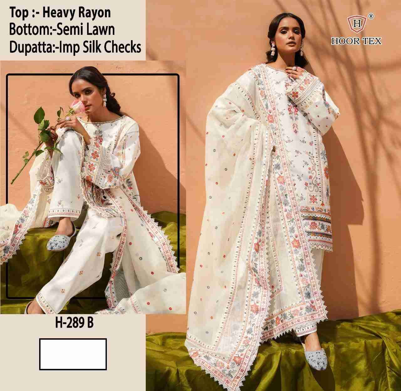 Hoor Tex Hit Design H-289 Colours By Hoor Tex H-289-A To H-289-B Series Designer Festive Pakistani Suits Collection Beautiful Stylish Fancy Colorful Party Wear & Occasional Wear Rayon With Embroidered Dresses At Wholesale Price