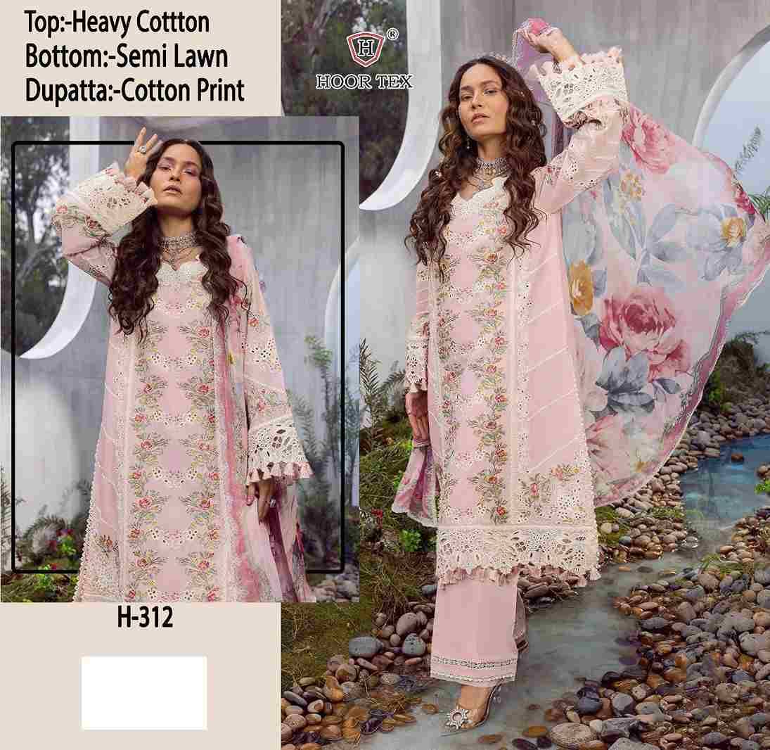 Hoor Tex Hit Design H-312 By Hoor Tex Designer Festive Pakistani Suits Collection Beautiful Stylish Fancy Colorful Party Wear & Occasional Wear Cotton Embroidered Dresses At Wholesale Price