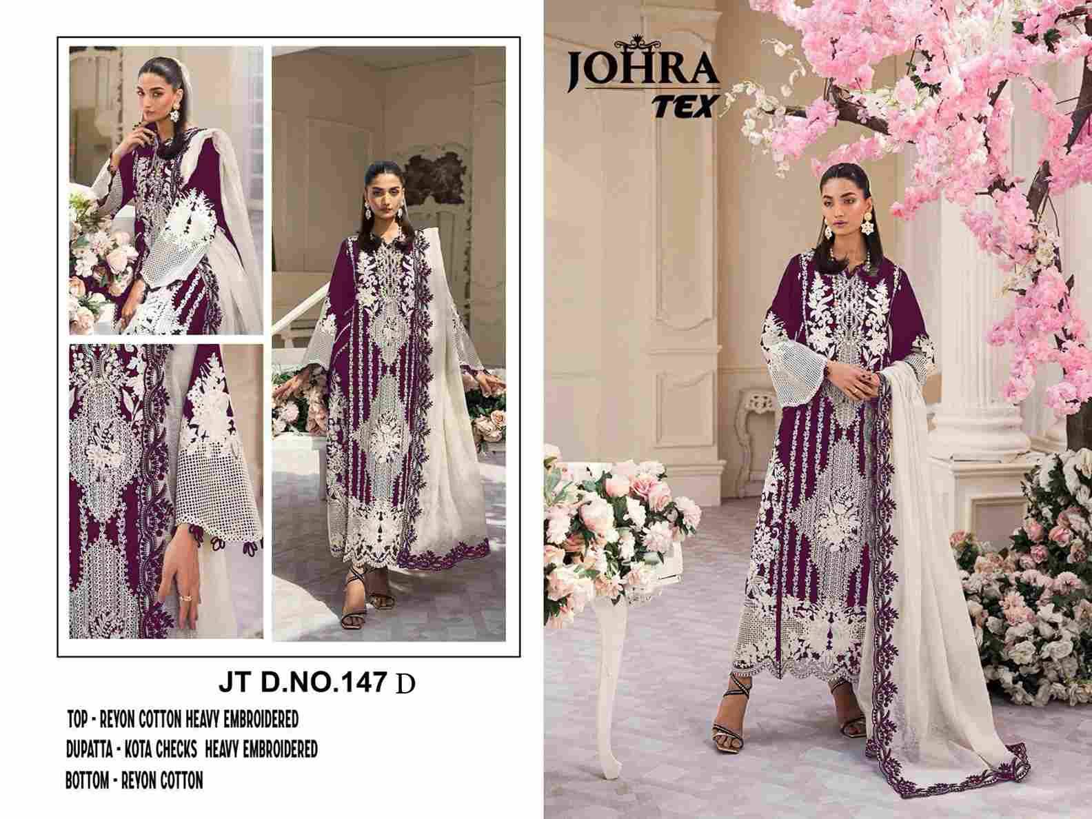 Johra Hit Design 147-D By Johra Tex Beautiful Pakistani Suits Colorful Stylish Fancy Casual Wear & Ethnic Wear Rayon Cotton Embroidered Dresses At Wholesale Price