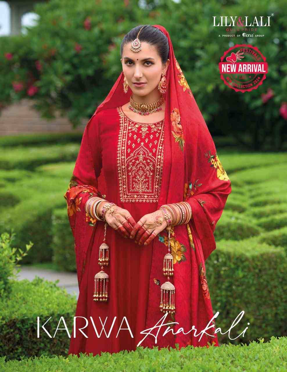 Karwa Anarkali By Lily And Lali 22501 To 22506 Series Designer Festive Suits Collection Beautiful Stylish Fancy Colorful Party Wear & Occasional Wear Vichitra Silk Dresses At Wholesale Price